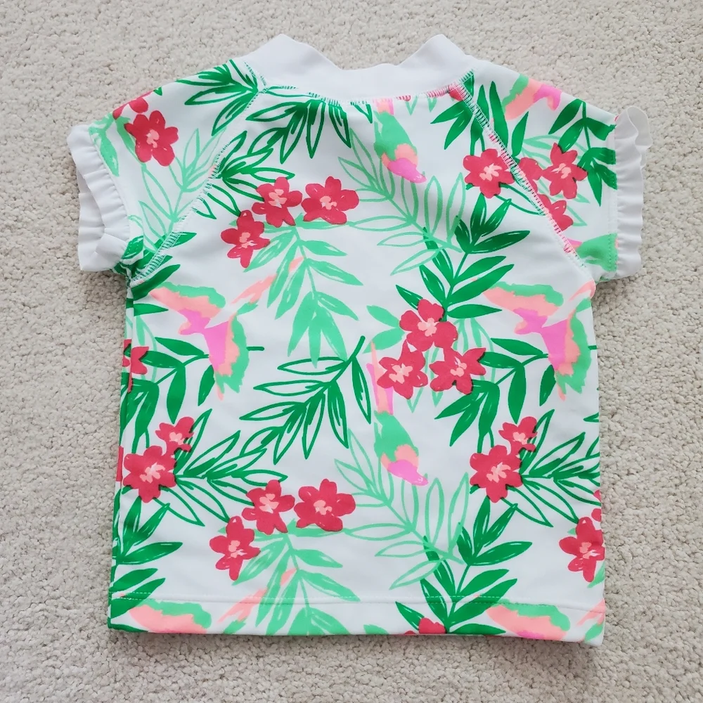 Janie and Jack Baby Girls' Tropical Rash Guard Swim Shirt 12-18m
